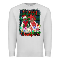 Dove Grey christmas roosters with background Premium Sweatshirt - RanaPortraitStore