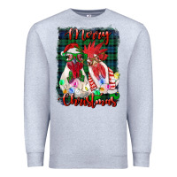 Heather Grey christmas roosters with background Premium Sweatshirt - RanaPortraitStore