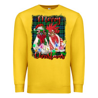 Lemon christmas roosters with background Premium Sweatshirt - RanaPortraitStore