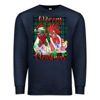 Navy christmas roosters with background Premium Sweatshirt - RanaPortraitStore