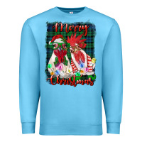 Ocean Blue christmas roosters with background Premium Sweatshirt - RanaPortraitStore