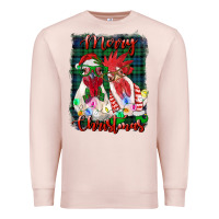Pale Pink christmas roosters with background Premium Sweatshirt - RanaPortraitStore