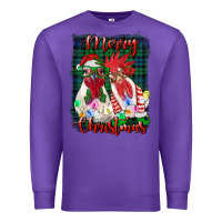 Purple christmas roosters with background Premium Sweatshirt - RanaPortraitStore
