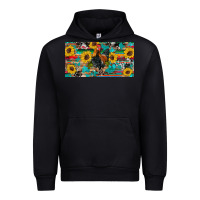 Black western coop animals rooster sunflowers cowhide wooden serape glitter Urban Hoodie - Artiststas