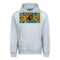 Heather Grey western coop animals rooster sunflowers cowhide wooden serape glitter Urban Hoodie - Artiststas