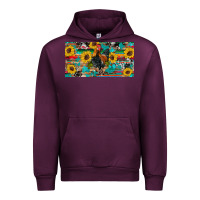 Mauve Wine western coop animals rooster sunflowers cowhide wooden serape glitter Urban Hoodie - Artiststas