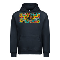 Navy western coop animals rooster sunflowers cowhide wooden serape glitter Urban Hoodie - Artiststas