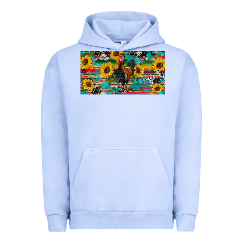 Western Coop Animals Rooster Sunflowers Cowhide Wooden Serape Glitter Urban Hoodie by Artiststas | Teevron