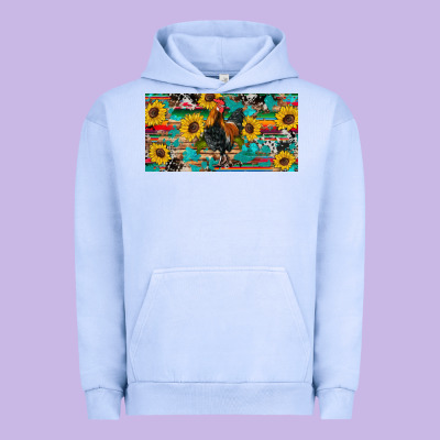 Western Coop Animals Rooster Sunflowers Cowhide Wooden Serape Glitter Urban Hoodie Designed By Artiststas