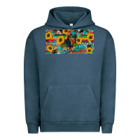 Pigment Midnight Navy western coop animals rooster sunflowers cowhide wooden serape glitter Urban Hoodie - Artiststas