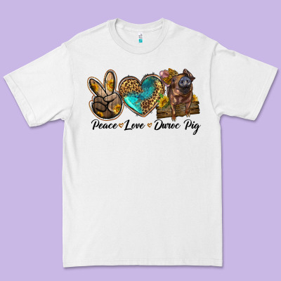 Peace Love Duroc Pig Premium Tee Designed By Lillyallendesigns