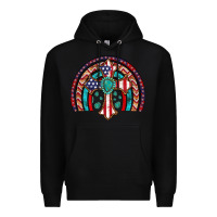 Black gemstone cross american flag turquoise rainbow Premium Hoodie - Artiststas