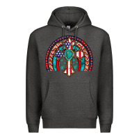 Charcoal Heather gemstone cross american flag turquoise rainbow Premium Hoodie - Artiststas