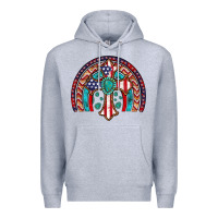 Heather Grey gemstone cross american flag turquoise rainbow Premium Hoodie - Artiststas