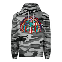 Slate Camo gemstone cross american flag turquoise rainbow Premium Hoodie - Artiststas