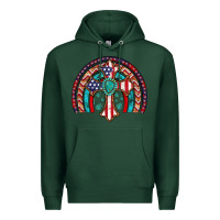 Sports Green gemstone cross american flag turquoise rainbow Premium Hoodie - Artiststas