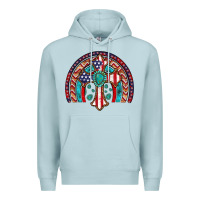 Blue Mist gemstone cross american flag turquoise rainbow Premium Hoodie - Artiststas