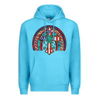 Ocean Blue gemstone cross american flag turquoise rainbow Premium Hoodie - Artiststas