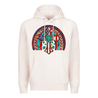 Pale Pink gemstone cross american flag turquoise rainbow Premium Hoodie - Artiststas