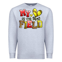 Heather Grey my heart is on that field softball Premium Sweatshirt - Zillion Design Studio