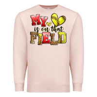 Pale Pink my heart is on that field softball Premium Sweatshirt - Zillion Design Studio