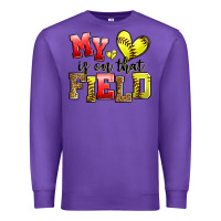 Purple my heart is on that field softball Premium Sweatshirt - Zillion Design Studio