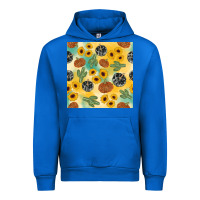 Cobalt leopard pumpkin cactus sunflower seamless Urban Hoodie - AdoDesignShop