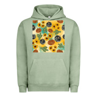 Pigment Oil Green leopard pumpkin cactus sunflower seamless Urban Hoodie - AdoDesignShop
