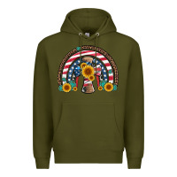 Army Green cross american flag cowhide  leopard gemstone rainbow Premium Hoodie - Artiststas