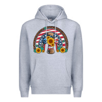 Heather Grey cross american flag cowhide  leopard gemstone rainbow Premium Hoodie - Artiststas