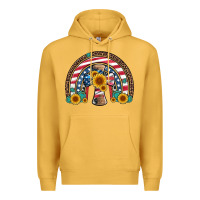Mustard cross american flag cowhide  leopard gemstone rainbow Premium Hoodie - Artiststas