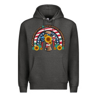 Charcoal Heather cross american flag cowhide  leopard gemstone rainbow Premium Hoodie - Artiststas
