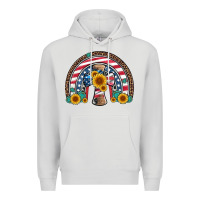 Dove Grey cross american flag cowhide  leopard gemstone rainbow Premium Hoodie - Artiststas