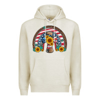 Oatmeal Heather cross american flag cowhide  leopard gemstone rainbow Premium Hoodie - Artiststas