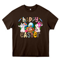 Chocolate Brown Happy Easter Heavy Core Tee - CowhideDigitalArt