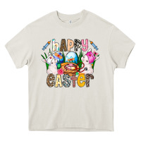 Cream Happy Easter Heavy Core Tee - CowhideDigitalArt