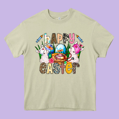 Happy Easter Heavy Core Tee Designed By Cowhidedigitalart