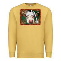 Antique Gold christmas cow with background Premium Sweatshirt - RanaPortraitStore