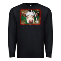 Black christmas cow with background Premium Sweatshirt - RanaPortraitStore