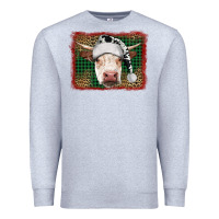 Heather Grey christmas cow with background Premium Sweatshirt - RanaPortraitStore