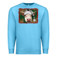 Ocean Blue christmas cow with background Premium Sweatshirt - RanaPortraitStore