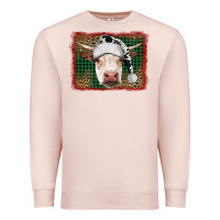 Pale Pink christmas cow with background Premium Sweatshirt - RanaPortraitStore