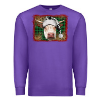Purple christmas cow with background Premium Sweatshirt - RanaPortraitStore