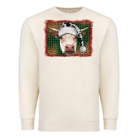 Sandshell christmas cow with background Premium Sweatshirt - RanaPortraitStore