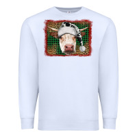 White christmas cow with background Premium Sweatshirt - RanaPortraitStore
