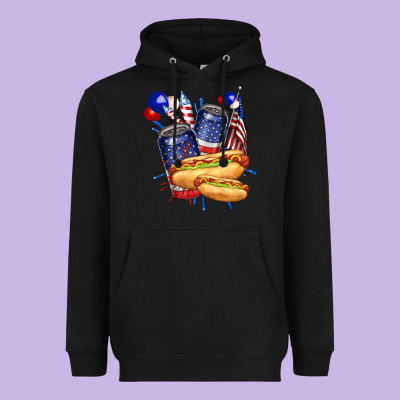 Heavyweight Hoodie hotdog with beers billie wilder