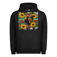 Pigment Black western coop animals rooster sunflowers cowhide wooden serape glitter Urban Hoodie - Artiststas