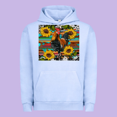 Western Coop Animals Rooster Sunflowers Cowhide Wooden Serape Glitter Urban Hoodie Designed By Artiststas