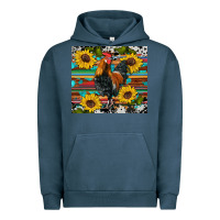 Pigment Midnight Navy western coop animals rooster sunflowers cowhide wooden serape glitter Urban Hoodie - Artiststas