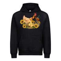 Black western coop animals farm chicken chick rooster sunflowers Urban Hoodie - Artiststas